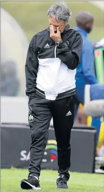  ?? Picture: GALLO IMAGES) ?? WORRIED TIMES: Muhsin Ertugral of Ajax Cape Town has a big job on his hands in the death throes of the season to guide his team to a win against Chiefs to avoiding promotion-relegation playoffs