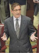  ?? Skip Dickstein / Times Union archive ?? Then-senate co-leader Jeff Klein speaks at the Capitol in 2014. His motion to seal records of a court case that he filed Monday was denied.