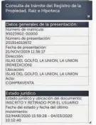  ??  ?? Documento. Este es el documento que comprueba la inscripció­n en el CNR de parte de la isla Perico a nombre del empresario asiático.