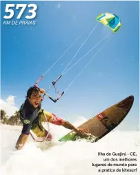  ??  ?? Ilha de Guajirú - CE, um dos melhores lugares do mundo para a pratica de kitesurf 573 KM DE PRAIAS