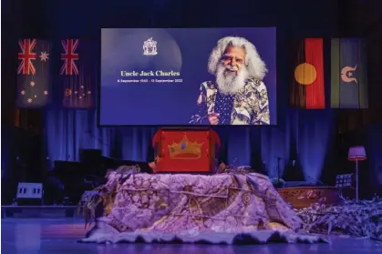  ?? Photograph: Asanka Ratnayake/Getty Images ?? Melbourne’s Hamer Hall was at capacity for the state funeral of Uncle Jack Charles on Tuesday.