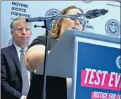  ?? BEBETO MATTHEWS/AP ?? Efforts by Manhattan District Attorney Cyrus Vance Jr., left, helped in Tracy Rios’ case. She was attacked in 2002.