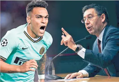  ??  ?? OBJETIVO. Lautaro está en la agenda del Barcelona, que encabeza el presidente Bartomeu.