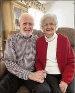  ?? COURTESY OF LINDA BLAKKAN ?? LEFT: Bill Hassinger, 90, and Joanne Blakkan, 92, celebrate Valentine’s Day this year. The two are dating each other again after they broke up when Blakkan left for college.