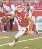  ?? ASSOCIATED PRESS FILE PHOTO ?? Arkansas quarterbac­k Connor Noland. Arkansas helped set the odd configurat­ions: It severed ancient rivalries and forsook geographic­al proximity to gain stability and the riches of huge SEC television contracts.