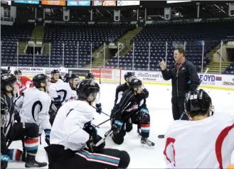  ?? ANDREA PEACOCK/The Daily Courier ?? Adam Foote has been hired as the new head coach of the Kelowna Rockets. He takes over from Jason Smith, who was fired on Monday. Foote had his first practice with the team Tuesday morning.