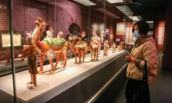  ??  ?? 2月20日，郑州市民在河南博物院­内参观。