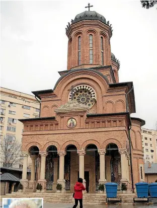  ?? AP ?? The Antim Ivireanul monastery buildings in Bucharest were among nearly 30 buildings saved from demolition by Eugeniu Iordachesc­u.