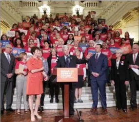  ?? SUBMITTED PHOTO ?? State Sen. Tom Killion, R-9, speaks about gun laws at Monday’s Moms Demand Action Rally at the state Capitol rotunda in Harrisburg.