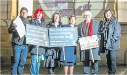  ?? Picture: Kris Miller. ?? Provost Dennis Melloy joins the Perth procession led by the local rape and sex assault crisis centre to help women feel safer and less afraid in the city centre after dark.