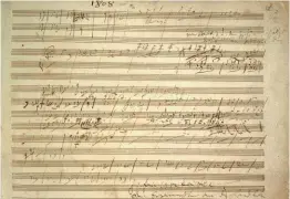  ??  ?? Manuscrit de la Symphonie n° 6 en fa majeur, opus 68, dite la Symphonie pastorale,
composée par Beethoven entre 1805 et 1808.