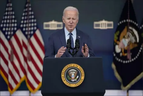  ?? EVAN VUCCI — THE ASSOCIATED PRESS ?? President Joe Biden speaks Thursday about the Chinese surveillan­ce balloon and other unidentifi­ed objects shot down by the U.S. military, in Washington.