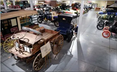  ?? FILE PHOTO BY BEN HASTY — MEDIANEWS GROUP ?? Vehicles on display at the Boyertown Museum of Historic Vehicles Thursday morningJan­uary 14, 2021. The museum is housed in the former home of the Boyertown Auto Body Works and focuses on historic vehicles from the Pennsylvan­ia and Greater Delaware Valley.