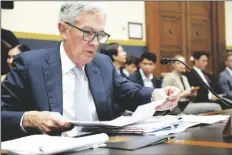  ?? KEVIN WOLF AP PHOTO/ ?? Federal Reserve Chairman Jerome Powell prepares to testify before the House Financial Services Committee on June 23, 2022, in Washington.