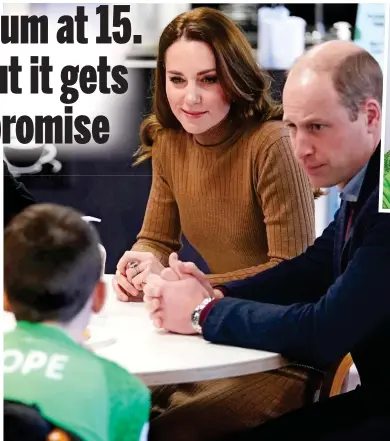  ?? ?? Bonding experience: William and Kate with 11-year-old Deacon at the church in Burnley