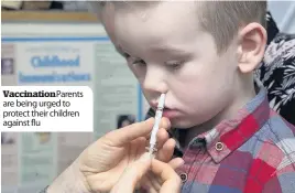  ??  ?? Vaccinatio­nparents are being urged to protect their children against flu