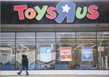  ?? Associated Press file photo ?? The entrance to a Toys “R” Us store in Wayne, N.J., in January. A group of investors is planning a potential comeback for Geoffrey the giraffe and his crew. Investors that control the assets of the company say they now see a better chance of a return on investment by potentiall­y reviving the toy chain, rather than selling it off for parts.