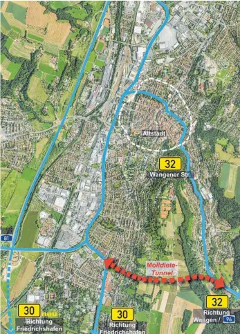  ?? GRAFIK: STADT RAVENSBURG ?? Bisher gibt es vom geplanten Molldietet­unnel nur diese Skizze.