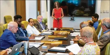  ?? PHIL SKINNER/AJC FILE ?? District officials think Fulton County’s developmen­t authority board (shown here in 2019) hands out too many tax breaks in hot developmen­t areas such as Midtown and Buckhead.