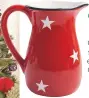  ??  ?? GREAT FOR FESTIVE FOLIAGE Christmas red stars enameleffe­ct jug, £12, Creative Tops