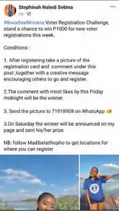  ?? ?? Facebook post by Stephinah Naledi Sebina