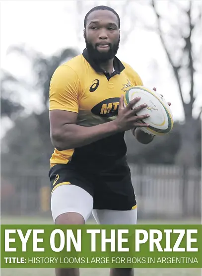  ?? Picture: Gallo Images ?? INSIDE LANE. Springbok centre Lukhanyo Am admits the team have the perfect chance to win their first Rugby Championsh­ip.