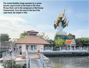  ?? Theheight ?? naga
Phraya River Wat Daeng Thammachat. Fromthe basetothe tip of the naga head, is 45m. on the
