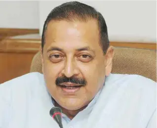  ??  ?? Dr. Jitendra Singh, Minister of State (I/C) for Developmen­t of North Eastern Region and Minister of State for Prime Minister Office Personnel, Public Grievances &amp; Pensions Department of Atomic Energy and Department of Space, Government of India