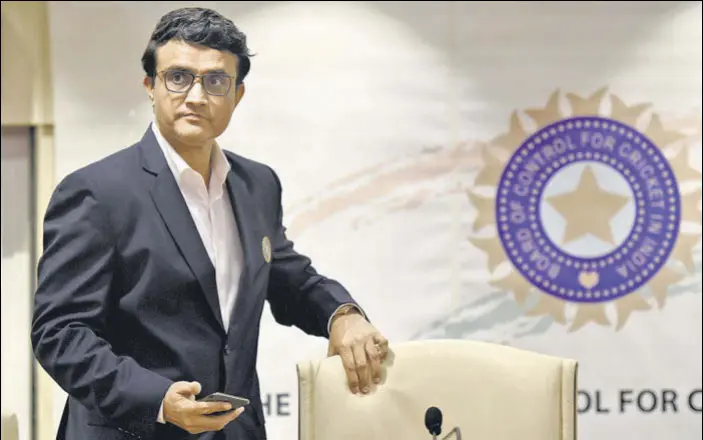  ?? KUNAL PATIL/HT PHOTO ?? Sourav Ganguly sat on the Board president’s chair for the first time at the BCCI headquarte­rs in Mumbai on Wednesday.