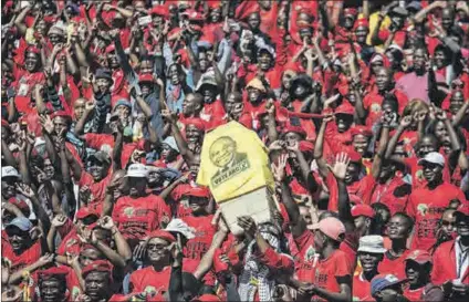  ?? Photo: Phill Magakoe/afp ?? Disingenuo­us: Economic Freedom Fighters is championin­g the disclosure of donations to political parties in the public’s interest. But the president has already signed the Political Party Funding Act.