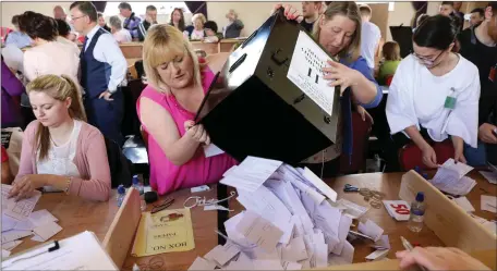  ??  ?? Boxes being emptied at the count in the Canis Major at the Clayton Hotel on Saturday morning last. Pics; Carl Brennan.