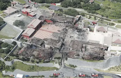  ?? Picture: Reuters ?? GONE. An aerial view shows the burned down Shuri Castle, listed as a World Heritage site, in Naha on the southern island of Okinawa, Japan, yesterday.