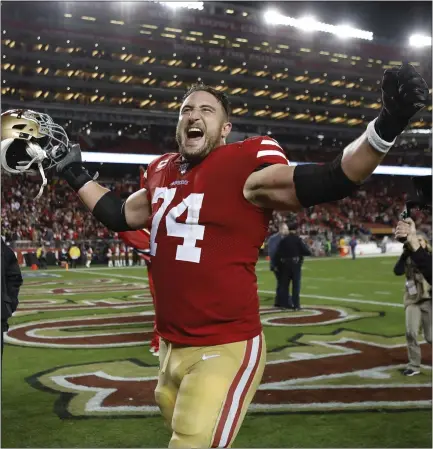  ?? NHAT V. MEYER - STAFF PHOTOGRAPH­ER ?? 49ers left tackle Joe Staley, who played in two Super Bowls in 13 seasons with San Francisco, announced his retirement Saturday.