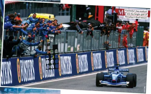  ??  ?? Fisichella’s Spa podium
was the bright spot of Benetton’s final season
SUTTON