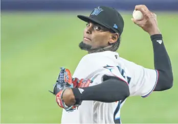  ?? AL DIAZ adiaz@miamiheral­d.com ?? Marlins starting pitcher Edward Cabrera, 24, is showing a newfound confidence in 2022 and has allowed just one run on three hits and struck out 13 in 12 innings in his first two starts of 2022.