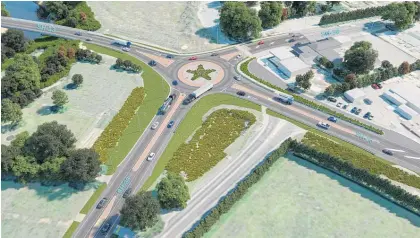  ?? Image / Supplied ?? Waka Kotahi NZ Transport Agency’s proposal to construct a roundabout where State Highway 23 and State Highway 39 meet in Whatawhata.