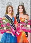  ?? Submitted Photo ?? Brooklyn Parker (left), Miss Teen Gravette, and Keeli Moore, Miss Gravette, pose with their sashes and flowers after being crowned as 2002 Gravette Day royalty in ceremonies at Kindley Park Saturday evening.