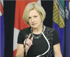  ?? LARRY WONG ?? Alberta Premier Rachel Notley announces Alberta’s boycott of B.C. wines on Tuesday. She told Albertans: “Next time you’re thinking about ordering a glass of wine, think of our energy workers.”