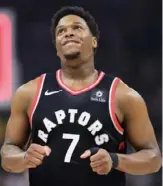  ?? Associated Press ?? Guard Kyle Lowry reacts at the end of the first quarter when Toronto already trailed by 14 points.