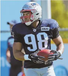  ?? sTaff phoTo by nancy lane ?? IN LINE FOR BIGGER THINGS: Trey Flowers felt comfortabl­e after making his preseason debut on the Patriots defensive front in Friday’s victory against the Lions.