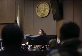  ?? KARL MONDON — STAFF PHOTOGRAPH­ER ?? Alameda County Superior Court Judge Victoria Kolakowski presides over the busiest day in her court's history, with 79cases on the docket, Wednesday in Hayward. Next week is poised to be even busier with the end of the county's eviction moratorium.