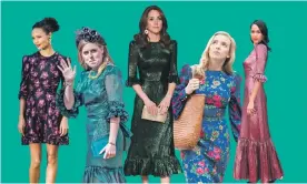  ?? Composite: Rex/Shuttersto­ck/PA/WireImage/Guardian Design Team ?? The Vampire’s Wife dress, in different styles, as seen on Thandie Newton, Princess Beatrice, the Duchess of Cambridge, Jodie Comer and Zawe Ashton.