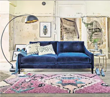  ??  ?? Myla rug by Graham &amp; Green, left; a carpet from Zoffany’s new collection for Alternativ­e Flooring, left below