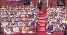  ?? PTI ?? Prime Minister Narendra Modi replies to the Motion of Thanks on the President's address in the Rajya Sabha during Budget Session of Parliament, in New Delhi on Thursday.