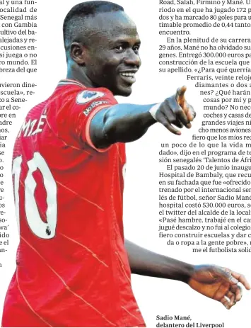  ?? ?? Sadio Mané, delantero del Liverpool