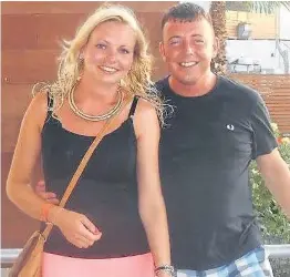  ??  ?? Sarah Bramley with Michael Lawson, who was later stabbed to death by her boyfriend Saunders