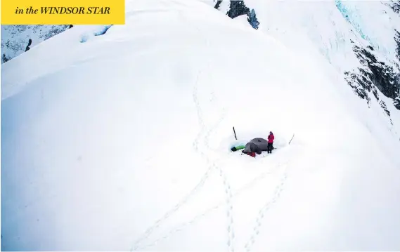  ?? LANCE GOODWIN / ICEFIELD DISCOVERY ?? Argentinia­n climber Natalia Martinez is seen on the east ridge of Mount Logan, days before she was stranded by avalanches and ice collapses spurred by a 6.2 earthquake.