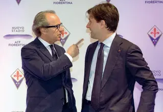  ??  ?? Andrea Della Valle e Dario Nardella il giorno della presentazi­one del plastico del nuovo stadio