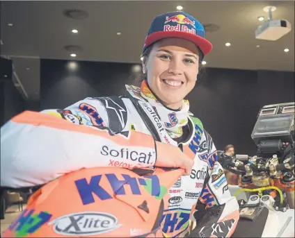  ?? FOTO: MANEL MONTILLA ?? Laia Sanz durante la presentaci­ón de su equipo para el Dakar 2018