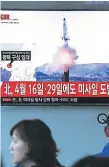  ??  ?? Un nuevo misil balístico de mediano alcance tiró Norcorea.